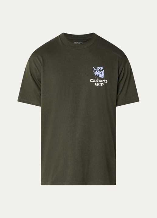 Carhartt WIP Grape Picker T-shirt met logo- en backprint - voorkant groen
