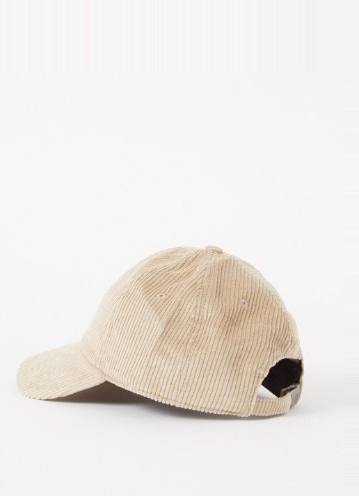 Carhartt WIP Harlem pet van corduroy met logoborduring  - detail 2 donkerbeige