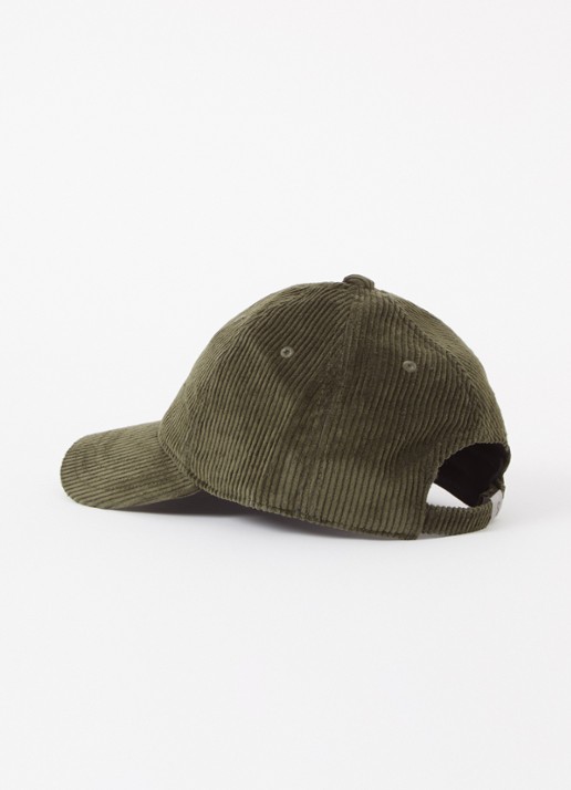 Carhartt WIP Harlem pet van corduroy met logoborduring  - detail bronsgroen