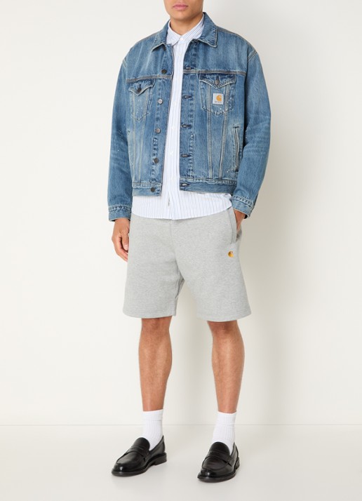Carhartt WIP Helston spijkerjas met destroyed afwerking - voorkant 2 indigo