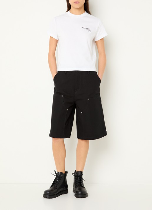 Carhartt WIP High waist straight fit korte broek met steekzakken - voorkant 2 zwart