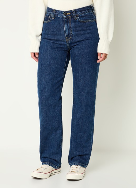 Carhartt WIP High waist straight leg jeans met donkere wassing