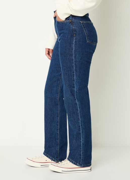 Carhartt WIP High waist straight leg jeans met donkere wassing - detail 5 indigo