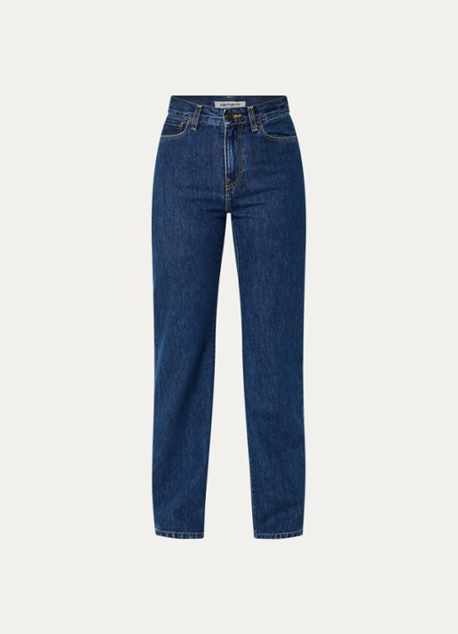 Carhartt WIP High waist straight leg jeans met donkere wassing - voorkant indigo