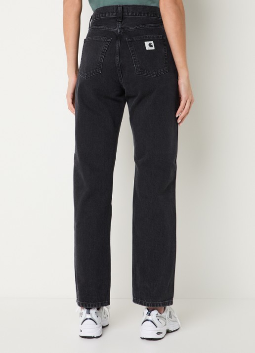 Carhartt WIP High waist straight leg jeans met gekleurde wassing - achterkant zwart