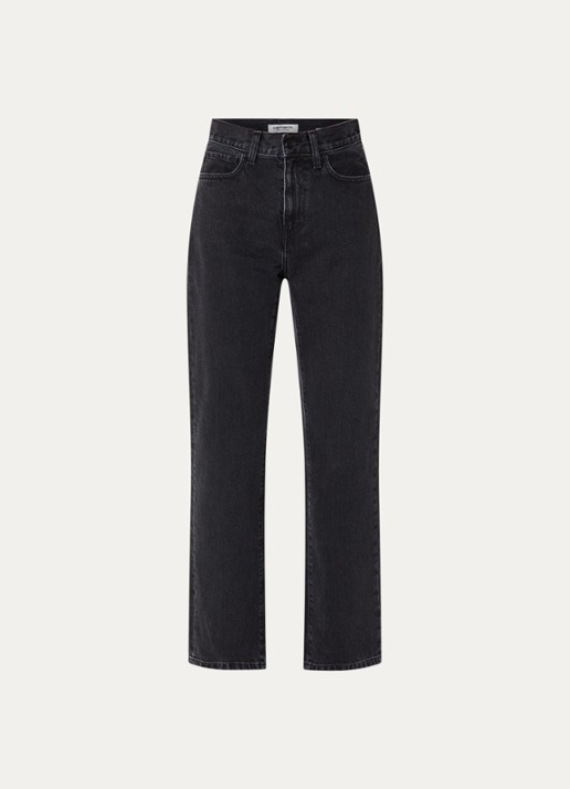 Carhartt WIP High waist straight leg jeans met gekleurde wassing - voorkant 2 zwart