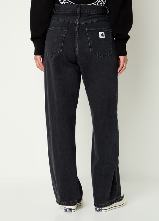 Carhartt WIP High waist straight leg jeans met gekleurde wassing - achterkant 3 antraciet