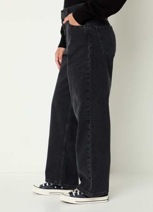 Carhartt WIP High waist straight leg jeans met gekleurde wassing - detail 2 antraciet