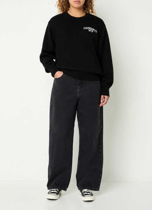 Carhartt WIP High waist straight leg jeans met gekleurde wassing - voorkant 5 antraciet