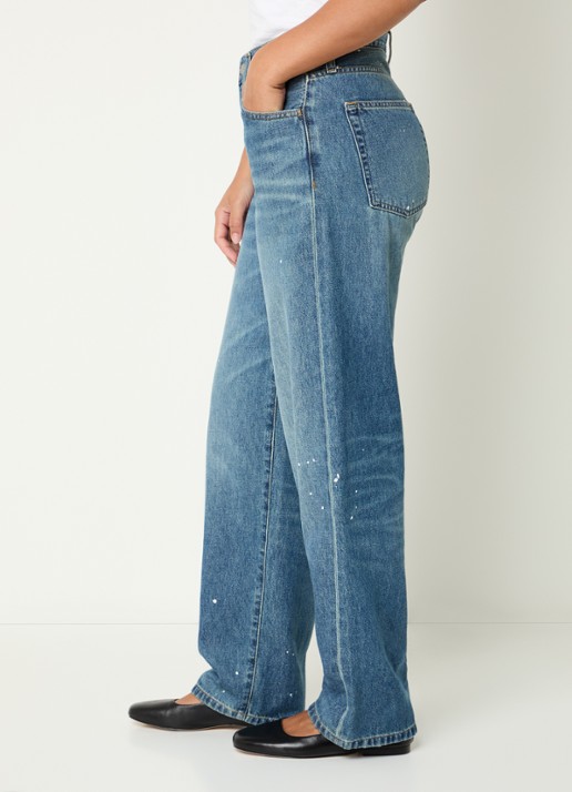 Carhartt WIP High waist straight leg jeans met medium wassing - detail 3 indigo