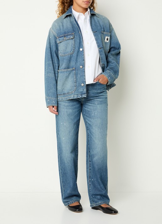 Carhartt WIP High waist straight leg jeans met medium wassing - voorkant 5 indigo