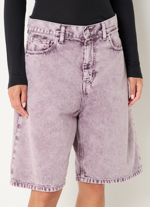 Carhartt WIP High waist wide fit korte broek van denim met donkere wassing