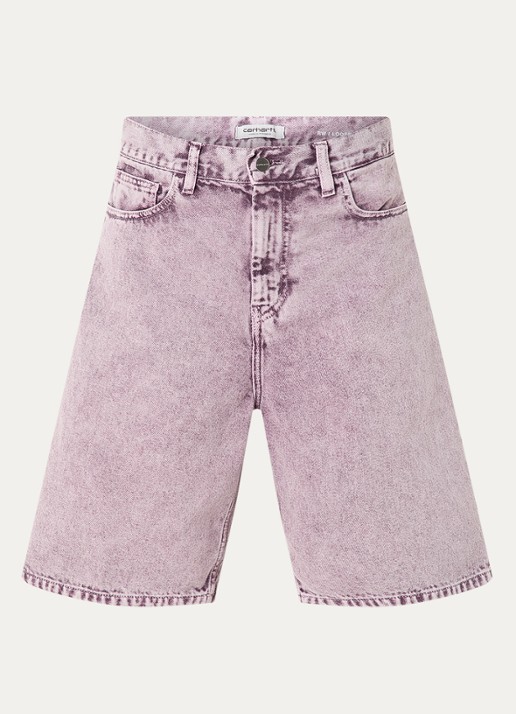 Carhartt WIP High waist wide fit korte broek van denim met donkere wassing - voorkant aubergine