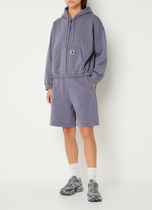 Carhartt WIP Hoggard straight fit korte joggingbroek met trekkoord  - voorkant 2 paars