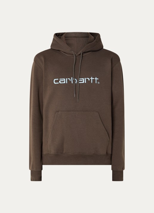 Carhartt WIP Hoodie met logoborduring - voorkant 4 donkerbruin