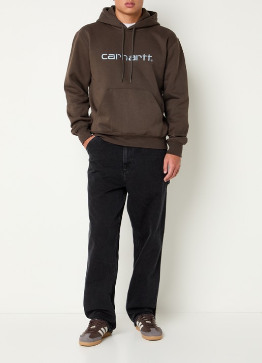 Carhartt WIP Hoodie met logoborduring - voorkant 5 donkerbruin