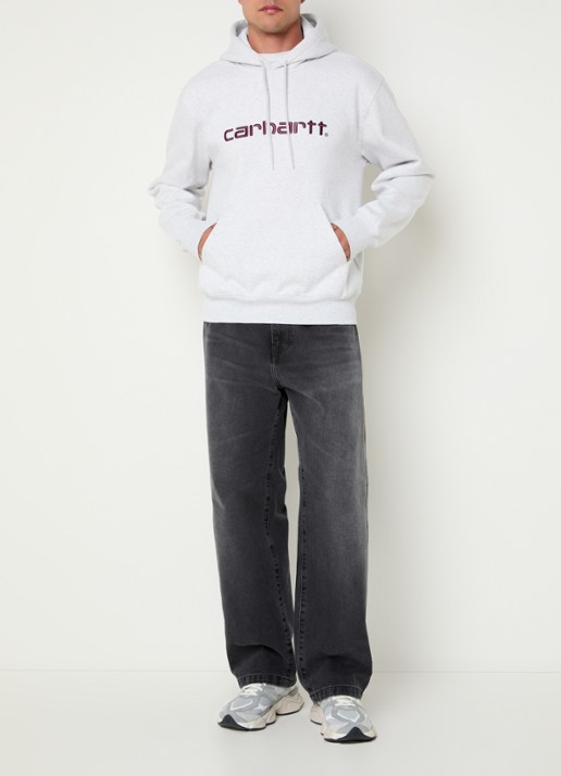 Carhartt WIP Hoodie met logoborduring - voorkant 5 grijsmele