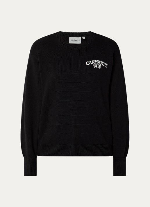 Carhartt WIP Hugging Cats fijngebreide trui met ingebreide print - voorkant 3 zwart