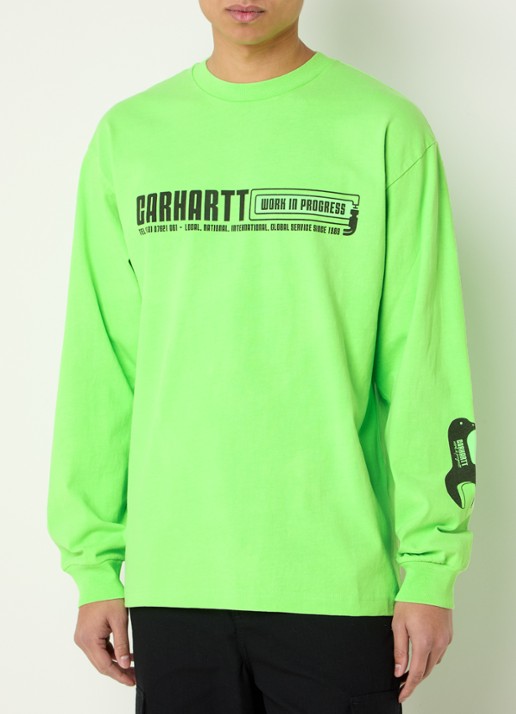 Carhartt WIP Industry T-shirt van  katoen met logo- en backprint  - detail 4 felgroen