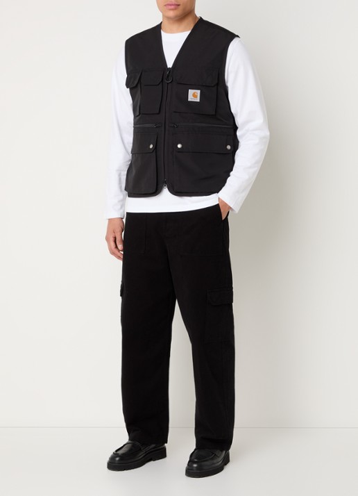 Carhartt WIP Irwin bodywarmer met opgestikte zakken en logo - voorkant 4 zwart