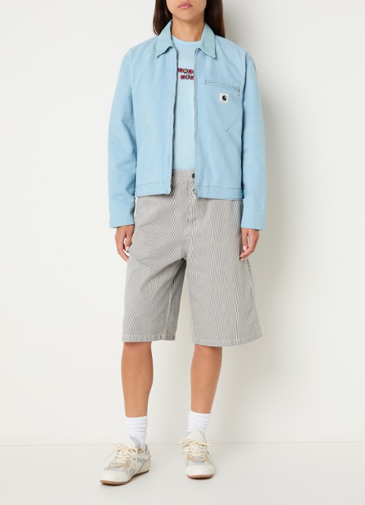Carhartt WIP Jack met details van corduroy en steekzakken - voorkant 4 lichtblauw