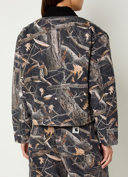 Carhartt WIP Jack met details van corduroy en steekzakken - achterkant antraciet
