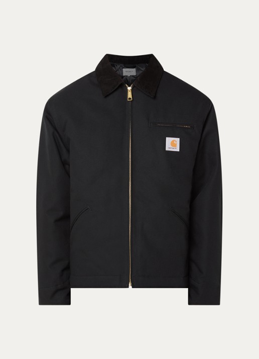 Carhartt WIP Jack met details van corduroy en steekzakken - voorkant 3 zwart