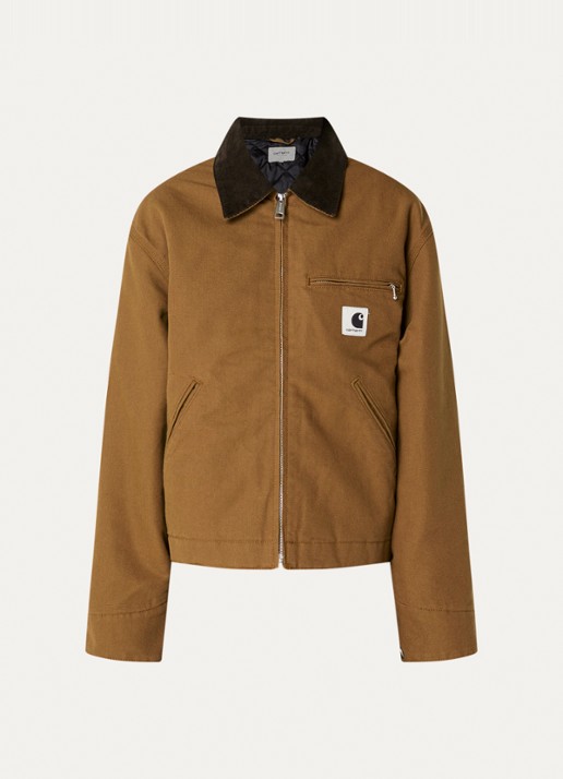 Carhartt WIP Jack met logo en steekzakken - voorkant 3 cognac