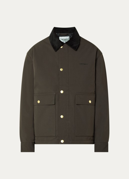 Carhartt WIP Jack met logo en steekzakken - voorkant zwart