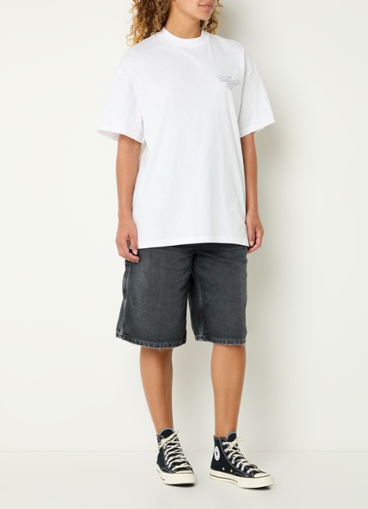 Carhartt WIP Julia T-shirt met logo- en backprint - voorkant 2 wit