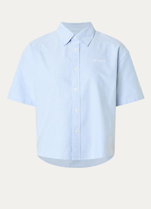 Carhartt WIP Kaia blouse met logoborduring - voorkant 2 blauwgrijs