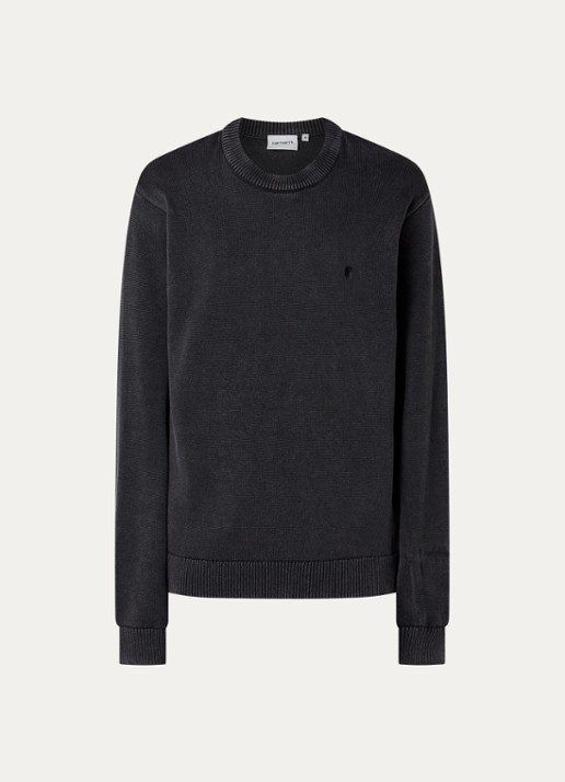 Carhartt WIP Kori fijngebreide trui met logoborduring - voorkant 3 zwart