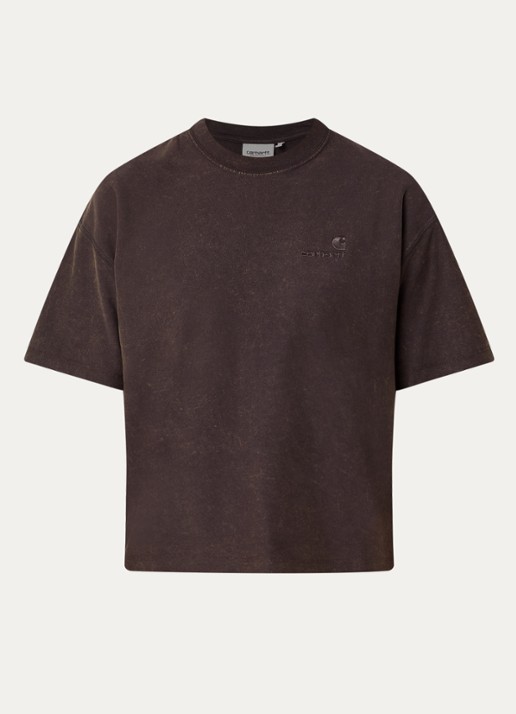 Carhartt WIP Lambert T-shirt met logo - voorkant 3 donkerbruin