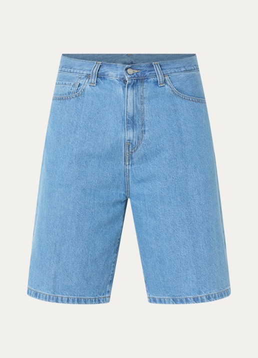 Carhartt WIP Landon straight fit korte broek van denim met medium wassing - voorkant 3 indigo