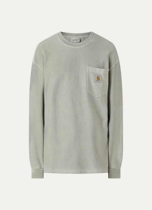 Carhartt WIP Loose Pocket long sleeve met logo - voorkant 2 groen