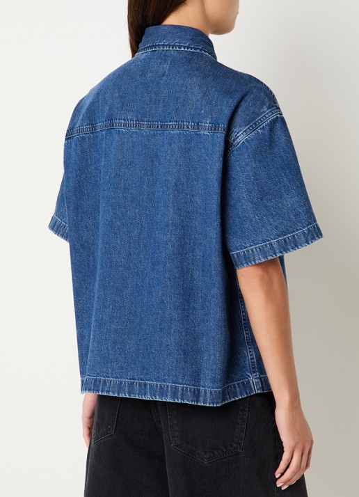 Carhartt WIP Lovilia blouse van denim met borstzak en logo - achterkant blauw
