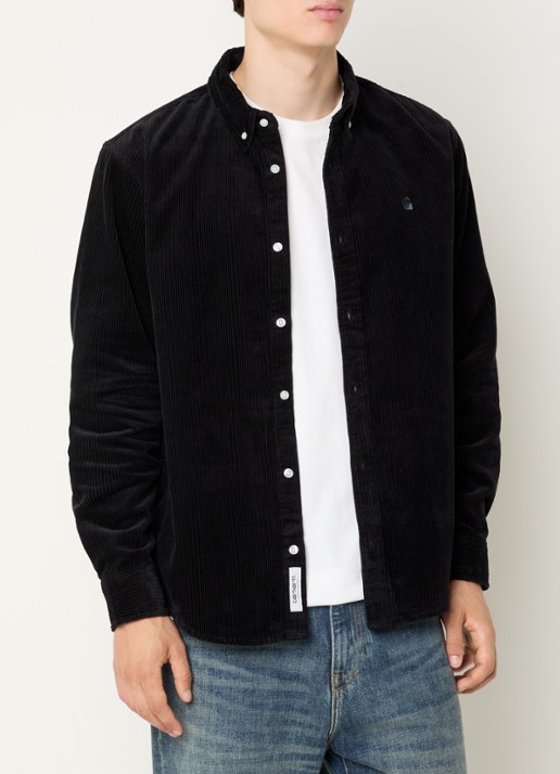 Carhartt WIP Madison overshirt van corduroy - detail 2 antraciet