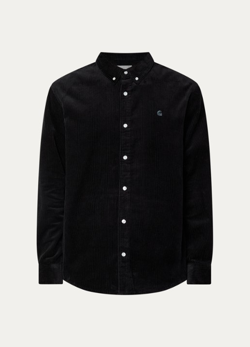 Carhartt WIP Madison overshirt van corduroy - voorkant 3 antraciet