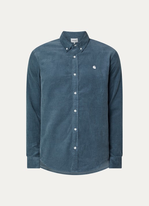 Carhartt WIP Madison regular fit overhemd van corduroy - voorkant 2 petrol