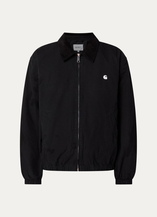 Carhartt WIP Madison Ripstop softshell jas met detail van corduroy  - voorkant zwart