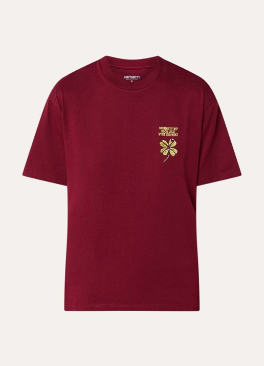 Carhartt WIP Marsala T-shirt met logoborduring - voorkant 2 donkerrood