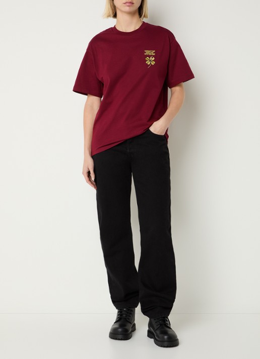 Carhartt WIP Marsala T-shirt met logoborduring - voorkant 3 donkerrood