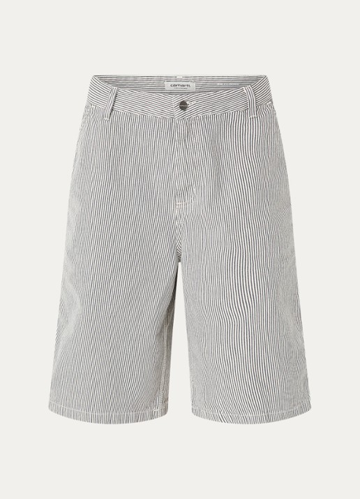 Carhartt WIP Mercer mid waist loose fit korte cargobroek steekzakken - voorkant grijs