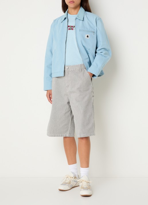 Carhartt WIP Mercer mid waist loose fit korte cargobroek steekzakken - voorkant 2 grijs
