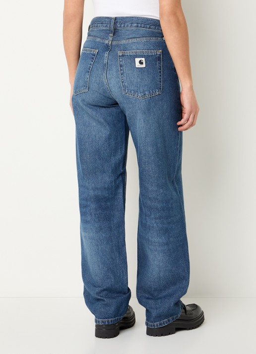 Carhartt WIP Mid waist tapered fit jeans met medium wassing - achterkant indigo
