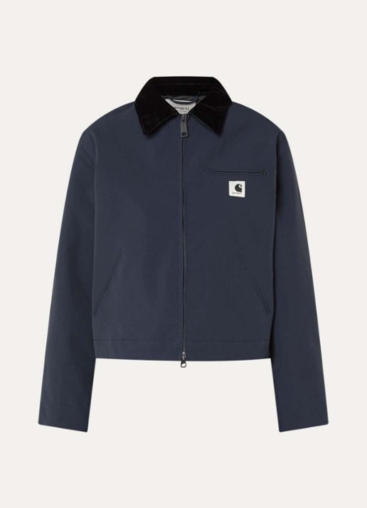 Carhartt WIP Newkirk jack met logo steekzakken - voorkant 2 donkerblauw