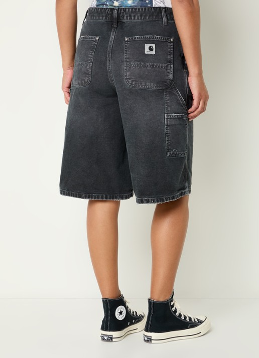 Carhartt WIP Nixon high waist straight fit korte broek van denim - achterkant zwart