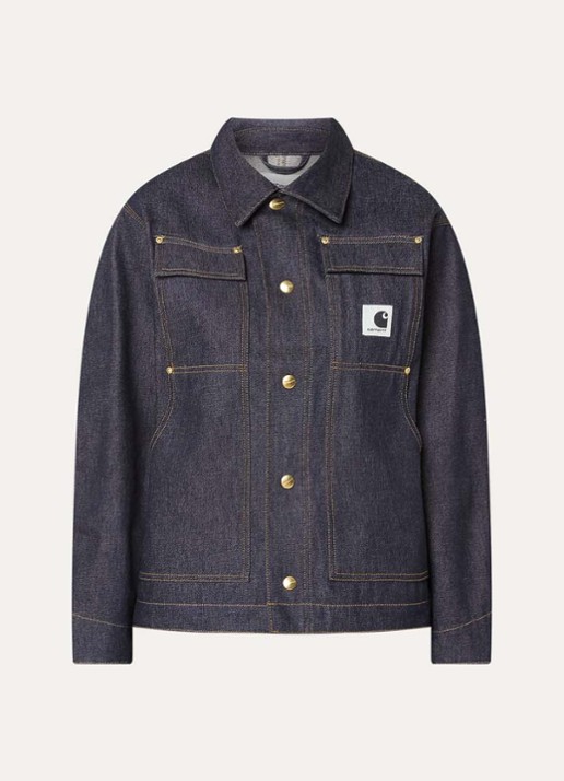 Carhartt WIP OG Arctic spijkerjas met donkere wassing en klepzakken - voorkant donkerblauw