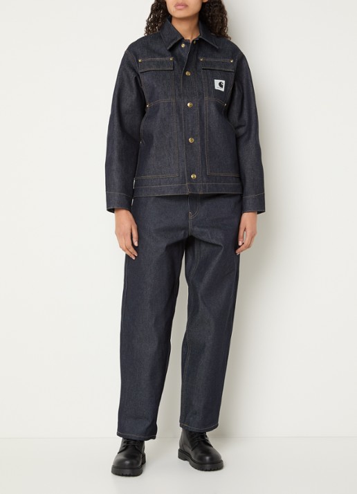 Carhartt WIP OG Arctic spijkerjas met donkere wassing en klepzakken - voorkant 2 donkerblauw