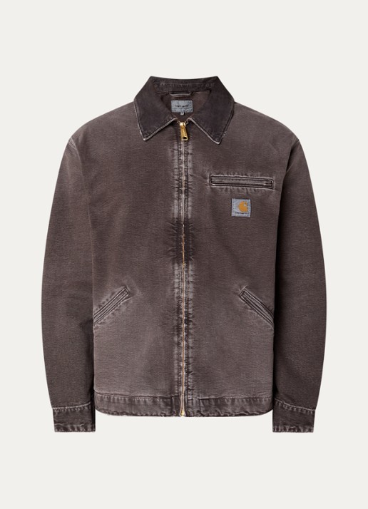 Carhartt WIP OG Detroit barn jack van denim met paspelzakken en gekleurde wassing - voorkant middengrijs
